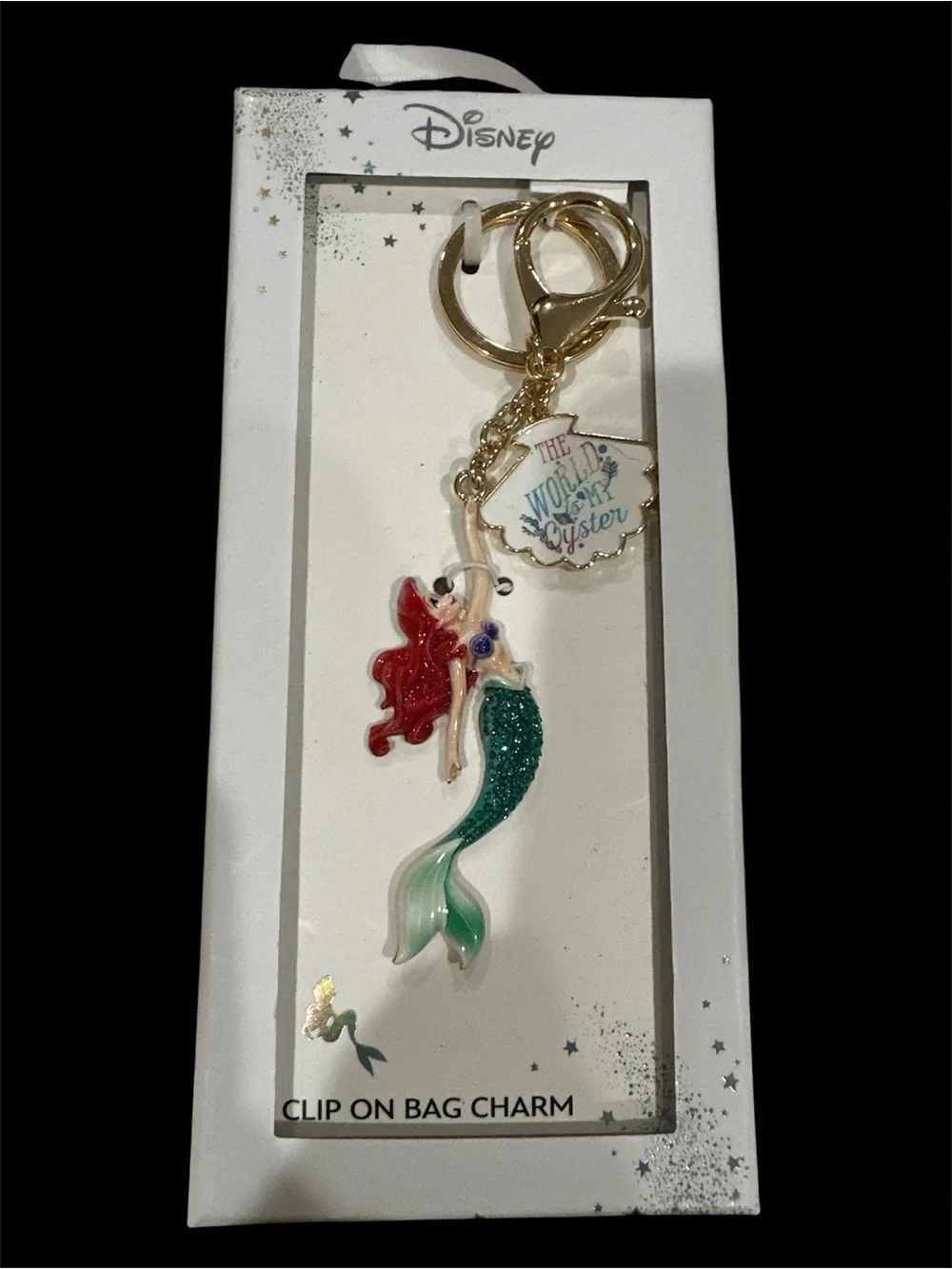Disney Ariel Red & Green Mermaid Clip-On Bag Charm with Gold Hardware